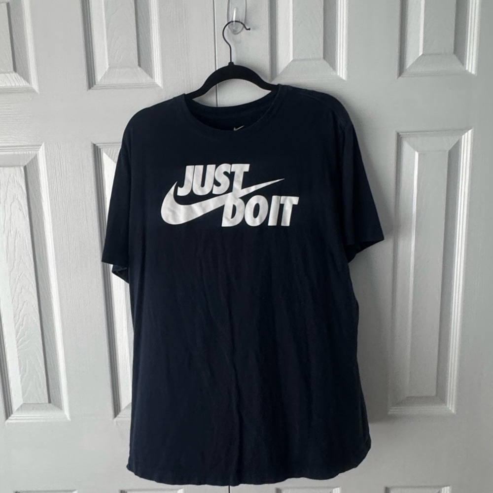 Nike Navy Blue T-Shirt L Just Do It Graphic Tee Jumbo Swoosh